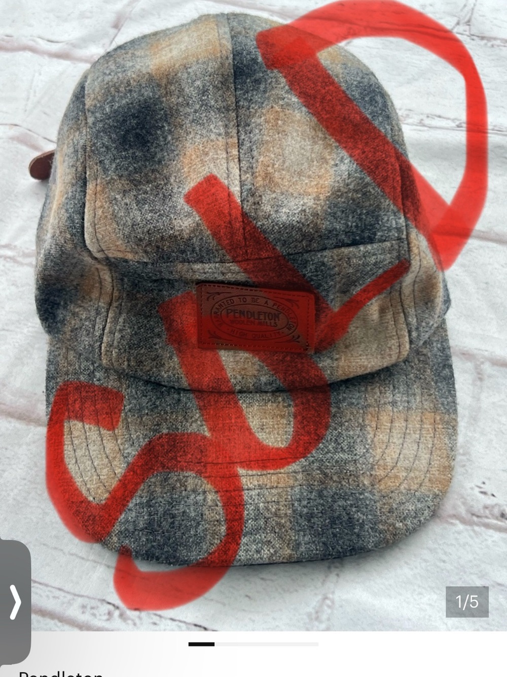 Pendleton cap adjustable strap OS 100% Wool